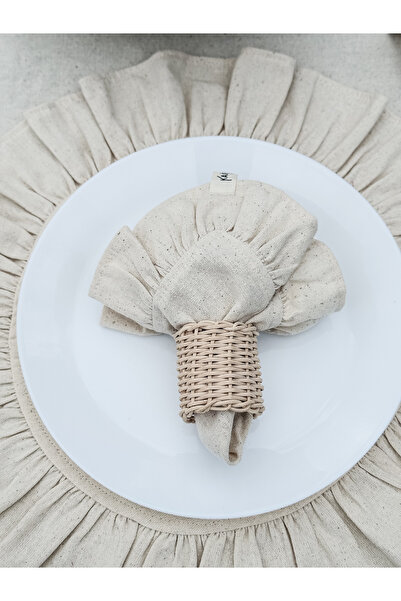 KaiAtelier 6Lı Natural Fırfırlı Keten Peçete