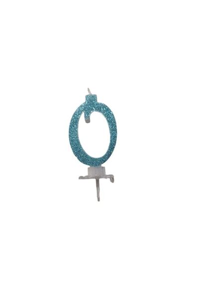 Domi Party & Gifts Lumânare tort albastră cu sclipici, numărul 0