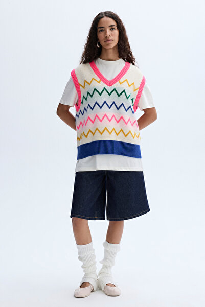 Mudo STRIPED V-NECK SWEATER