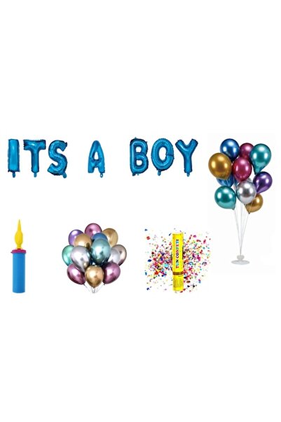 OEM Set de baloane „Its A Boy”, cadou pentru decor tort, 68 buc, albastru