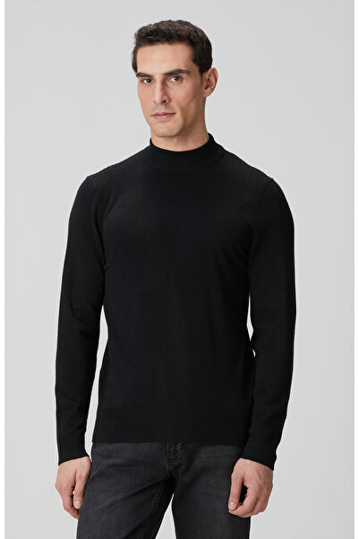 Network Siyah Yarım Balıkçı Yaka Kazak