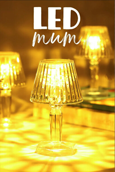 NUBLADO 3 Adet Led Mum Kristal Tipli Pil Dahil Dumansız Alev Ledli Yapay Deko...