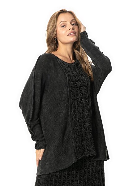 Eliş Şile Bezi Long Sleeve Elvan Autumn and Winter Knitwear Blouse Smoked Fm