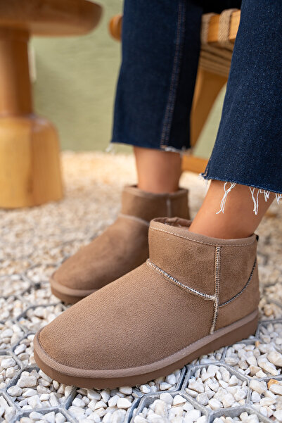 LAMİNTA Toxy Mink Suede Fur Lined Flat Sole Women's Boots