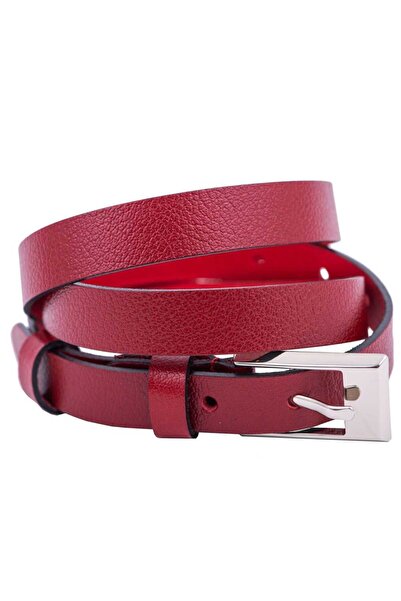 Toro Nero Slim Red Women's Leather Belt - ToroNero