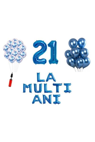 OEM Set baloane, 33 piese, „La mulți ani”, aniversare de 21 de ani, numere fo...