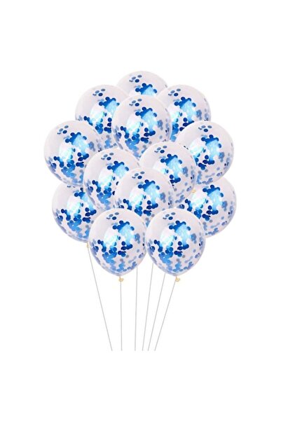OEM Set de 5 baloane transparente din latex cu confetti, ESB, 30 cm, Albastru