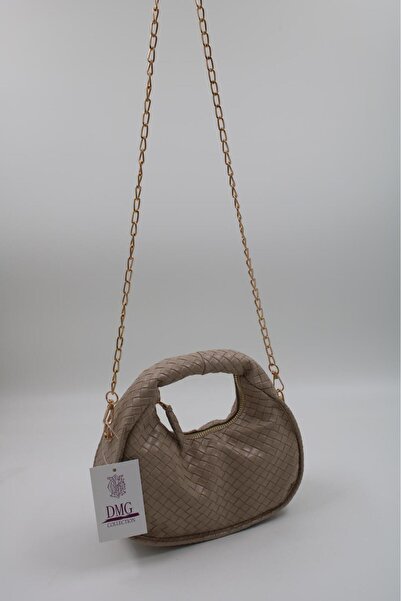 DMG Collection Geantă de umăr pentru femei cu model de tricotat cu detaliu de...