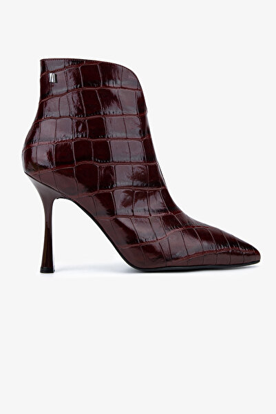Valmenti Kadın Hakiki Deri Bordo Topuklu Bot