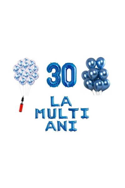 OEM Set baloane, 33 piese, „La mulți ani”, aniversare de 30 de ani, număr fol...