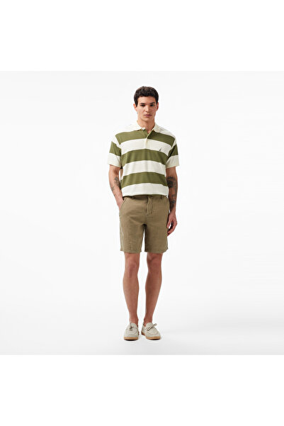 Nautica Erkek Yeşil Slim Fit Keten Şort