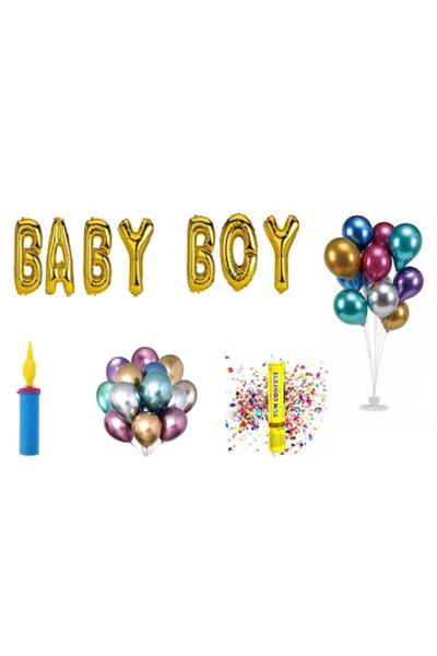 OEM Set baloane bebeluș băiețel, cadou pentru decor tort, 68 buc, auriu