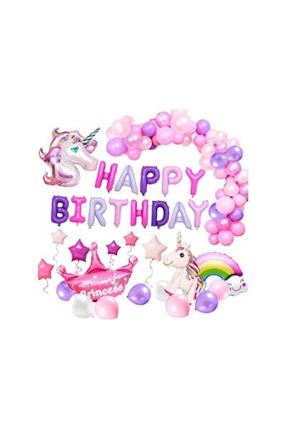Domi Party & Gifts Set de 48 de baloane roz cu unicorn pentru petrecere de zi...