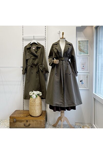 Faya Boutique Haki Yeşili Düğme Detaylı Clove Trençkot