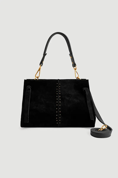 Gusto Studded Suede Bag - Black