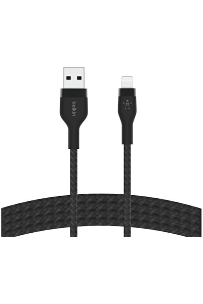 Belkin data/charging cable, Silicone, USB-A to Lightning, Apple-compatible, 2 m, Black