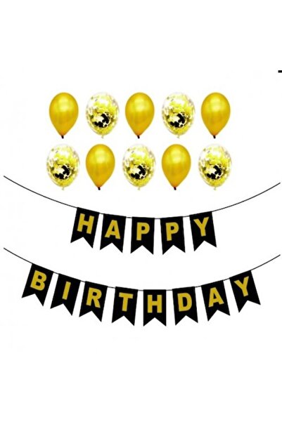 Domi Party & Gifts Set 10 baloane cu confetti și banner „La mulți ani” 3 m, N...