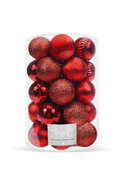 SERSIMO Set globuri de Crăciun, 20 piese, 5 modele, 6 cm, roșu
