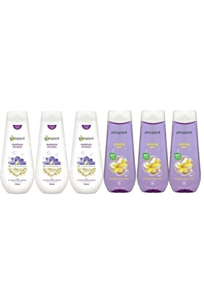 ELMIPLANT Set de îngrijire personală – 6 bucăți (3×750ml Moisture Miracle, 3×400ml gel de duș Calming Spa)