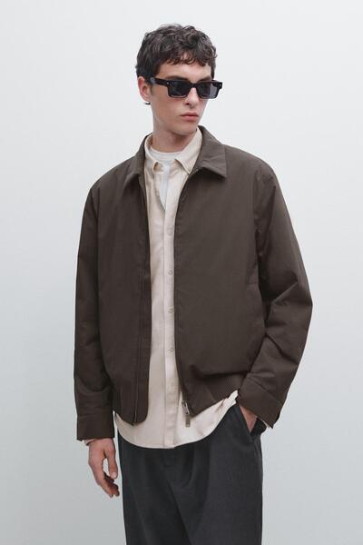 Massimo Dutti Kenar detaylı su geçirmez bomber ceket