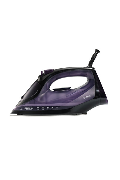 Arshia Steam Iron (Purple) – 2400W Power, 320ml Water Tank, Anti-Drip & Anti-Calc, Quick Heat-Up