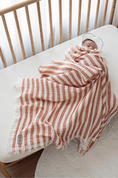 ZEYPBA Striped Muslin Tile 4-Layer Muslin Baby Blanket 110X110Cm