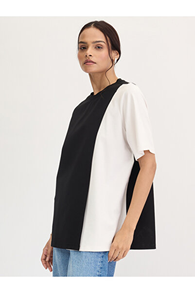 Femmella By Styli Black Color Block Oversized Top