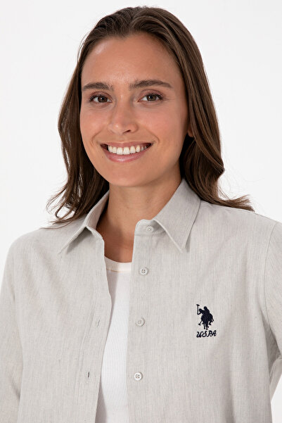 U.S. Polo Assn. Kadın Ekru Uzun Kollu Basic Gömlek 50316518-VR019