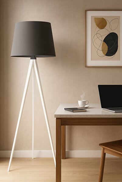 Vivido Home Mono Antrasit Beyaz Ayaklı Lambader