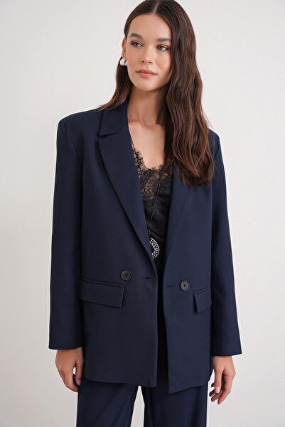 Mixray 4516 Жіночий блейзер без підкладки, синій