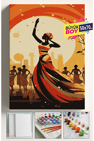 Corvo Sayılarla Boyama Seti Numaralı Tuval Fırça Boya Dahil Kasnaklı Set 50x7...