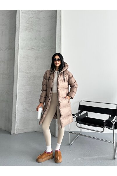 Fashionbox жіночий довгий надувний пуховик з капюшоном на блискавці 251011