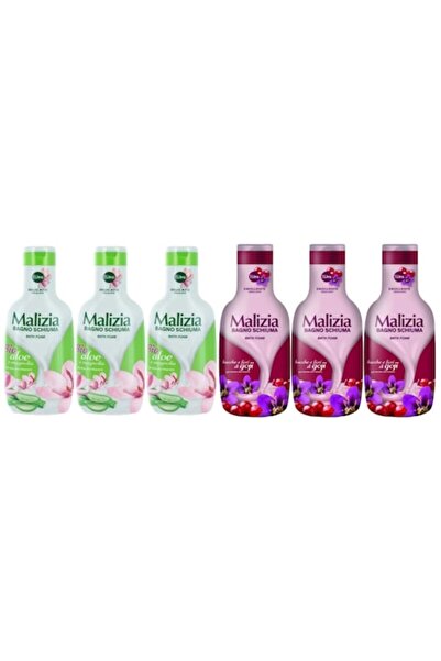 Malizia Set variat de spumă de baie 6 x 1L (3 Aloe & Magnolia, 3 Goji)