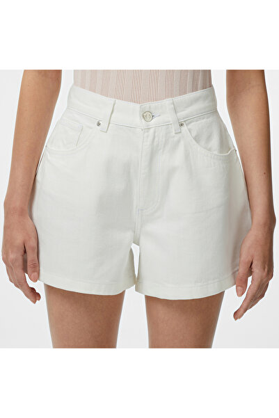 Lacoste Kadın Regular Fit Denim Beyaz Şort