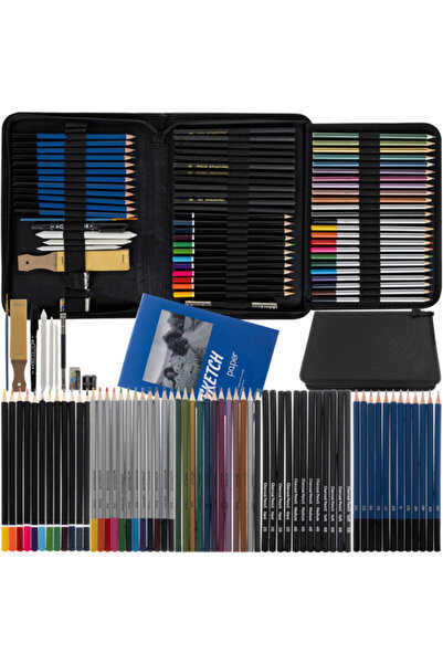 zola Professional drawing and sketching kit 73 pieces, accessories, storage folder