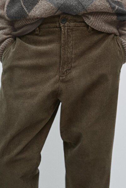 Massimo Dutti Straight fit fitilli kadife pantolon
