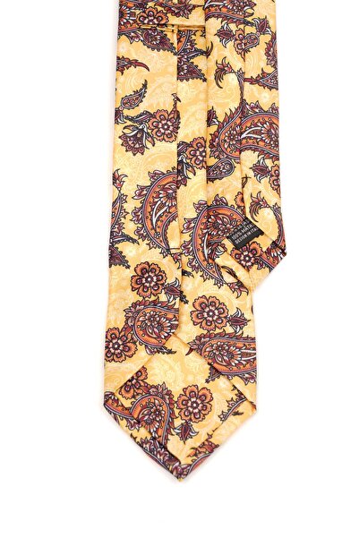 6AM Ceremony Classic yellow tie with red paisley print