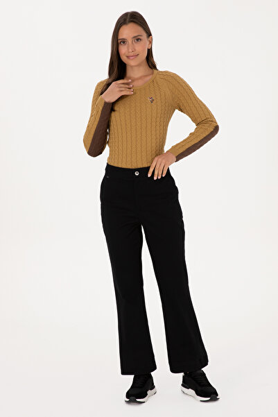 U.S. Polo Assn. Women's Black Slim Flare Fit Canvas Pants 50316912-Vr046