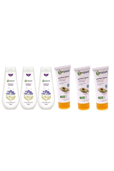 ELMIPLANT Personal Care Set - 3x 750ml Moisture Miracle Shower Cream, 3x 100ml Avocado Hand Cream