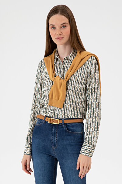 U.S. Polo Assn. Kadın Beyaz Uzun Kollu Gömlek 50316381-VR256