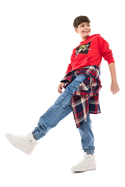 Victor and Jane By Styli Teens Red Graphic Print Hoodie