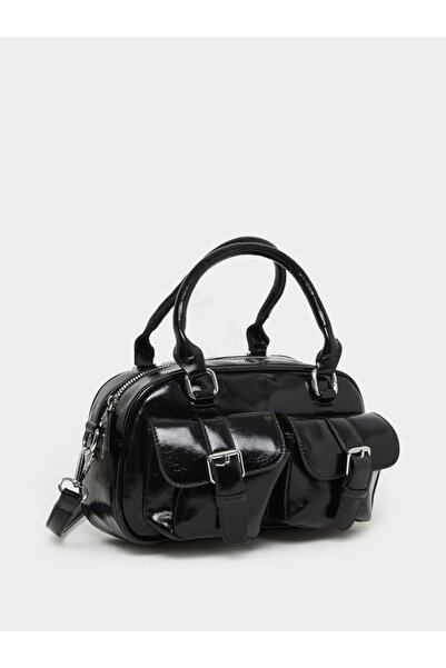 Styli Black Patent Leather City Bag