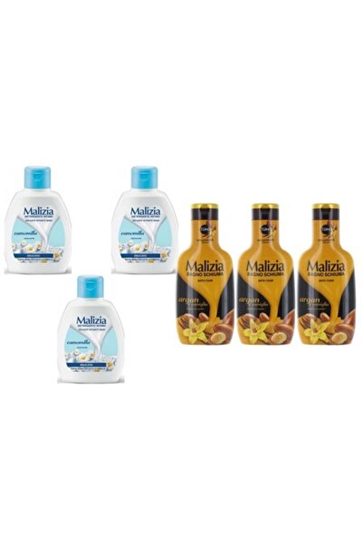Malizia Set Variat — 3 x Săpun Lichid Intim 200ml (Mușețel) + 3 x Spumă de Ba...