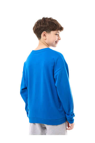 Victor and Jane By Styli Teens Blue Slogan Dropped Shoulder Sweatshirt