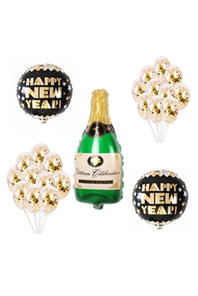 Domi Party & Gifts Set de 13 baloane folie - Temă Revelion, Șampanie, Confett...