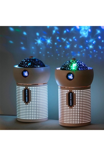 de Umidificator Aromaterapie cu Proiecție 360°, Lumină Noapte și Rezervor Mar...