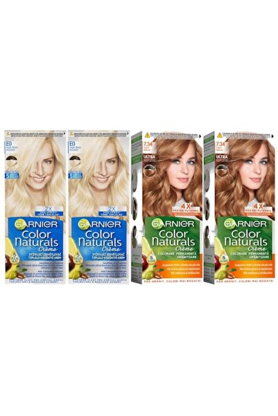 Garnier Set 4 componente: 2x Color Naturals E0 Super Blond + 2x Color Naturals 7.34 Cupru