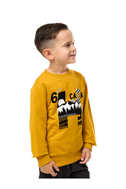 Victor and Jane By Styli Boys Mustard Graphic Print Sweatshirt