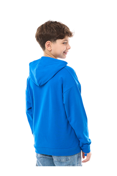 Victor and Jane By Styli Teens Blue Climate Change Slogan Hoodie