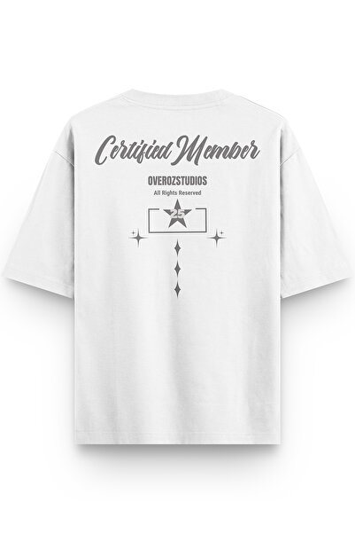 Overoz Certified Member Printed Semi Oversized White Tshirt 1397